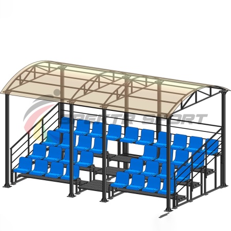 Купить Трибуна для зрителей 4 ряда на 34 места с навесом и перилами в Сковородине 